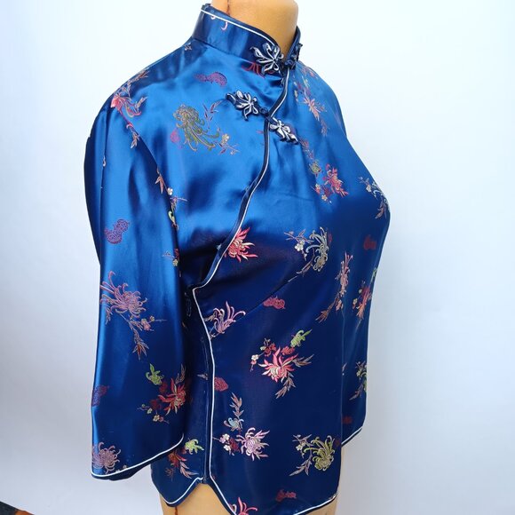 Cheongsam Top Mandarin Collar Knotted Buttons Womens size 40 Traditional Chinese - Picture 12 of 16